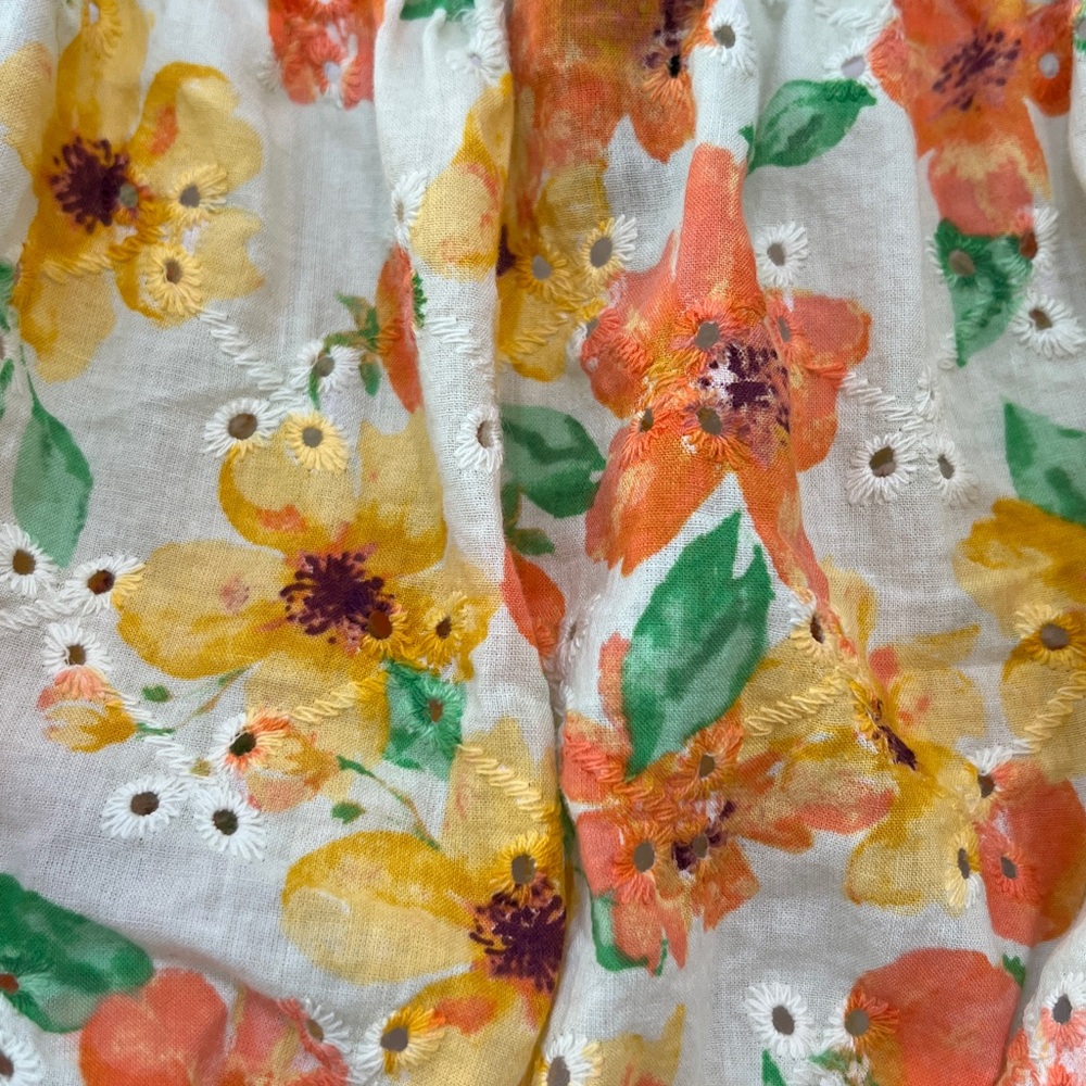 Wild Fable Puff Long Sleeve Alkaid Tiny Top Floral Eyelet Front Tie Size M - Picture 3 of 12